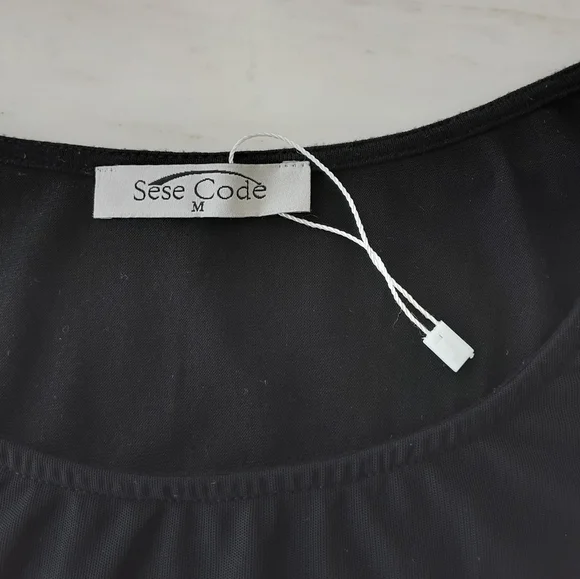 NWOT SESE CODE BLACK MESH TULIP TUNIC SLEEVE TOP - Picture 9 of 10